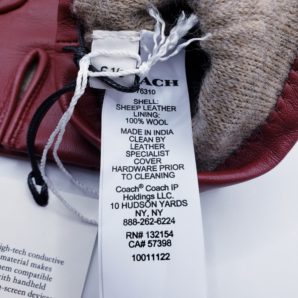 🆕️Coach Horse And Carriage Plaque Sheep Geniue Leather Wool Tech Gloves XS/XXS - Picture 5 of 6